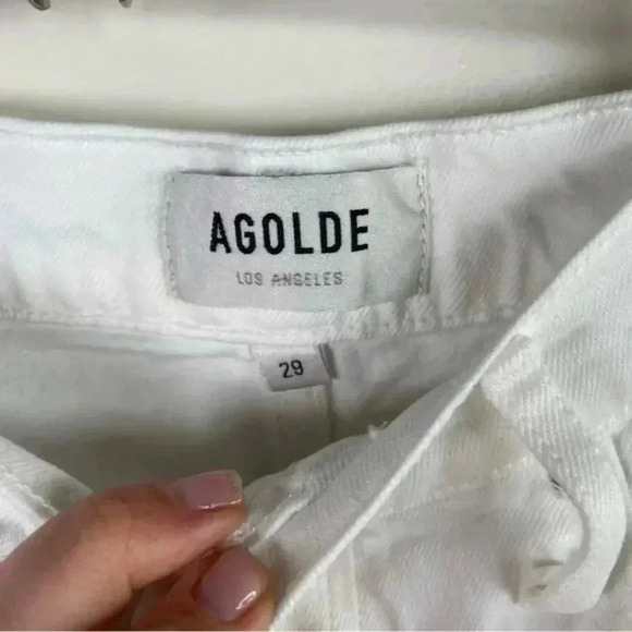 AGOLDE White Riley High Waisted Straight Leg Crop Jean - Picture 7 of 9